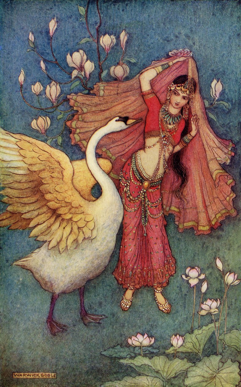 Damayanti en de zwaan, illustratie uit 