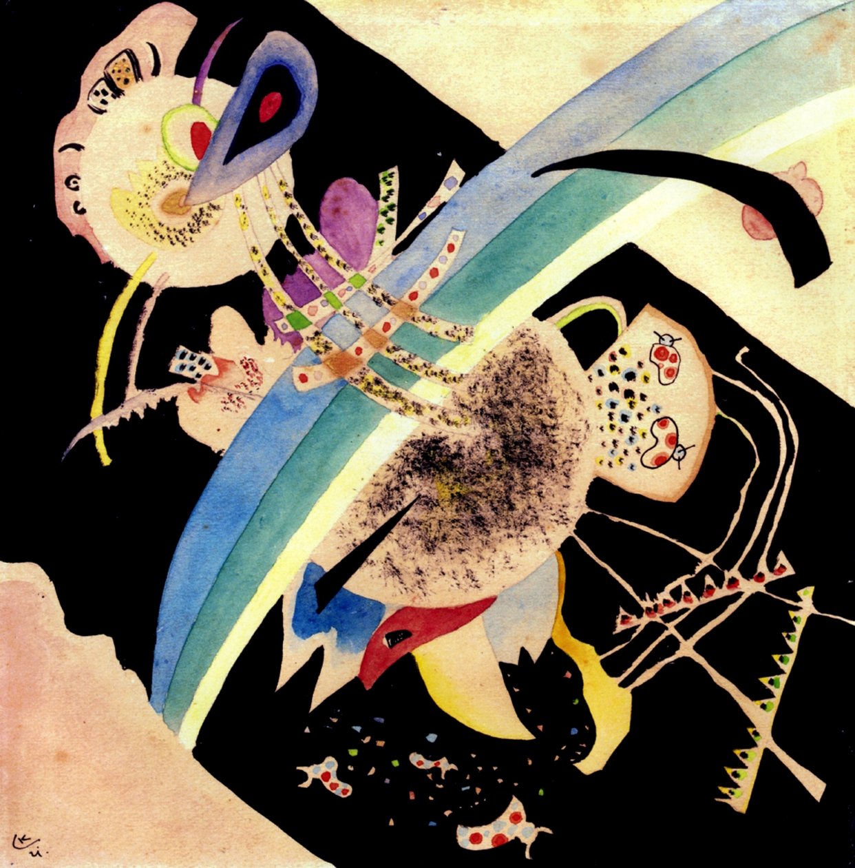 Studie voor Cirkels op Zwart, 1921 door Wassily Kandinsky