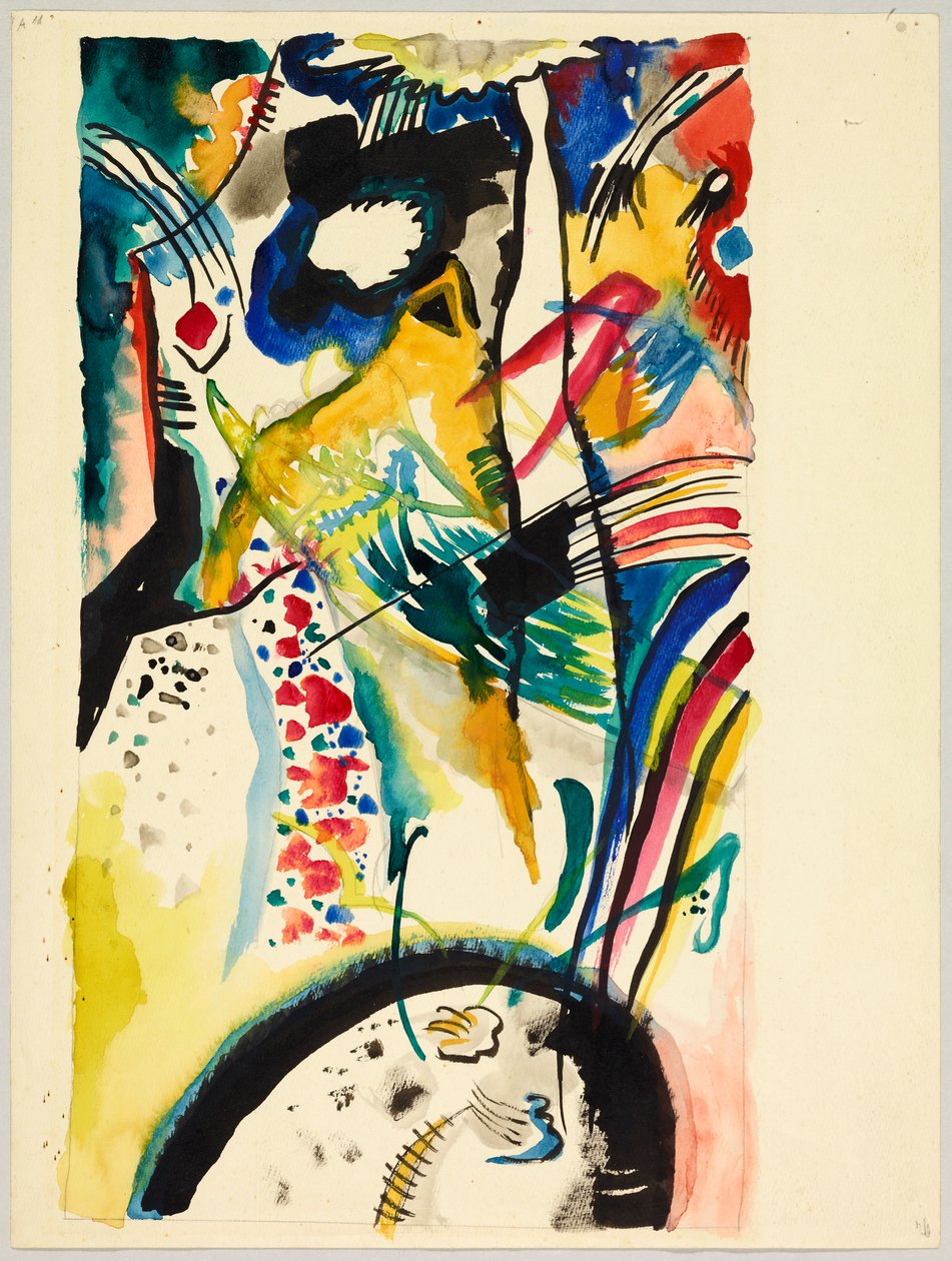 Ontwerp voor een muurschildering voor Edwin R. Campbell nr. 3, ook genoemd "Aquarelontwerp voor het paneel Zomer voor Edwin R. Campbell" door Wassily Kandinsky
