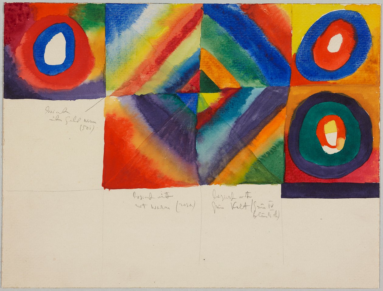 Kleurstudies met aanwijzingen voor schildertechniek door Wassily Kandinsky