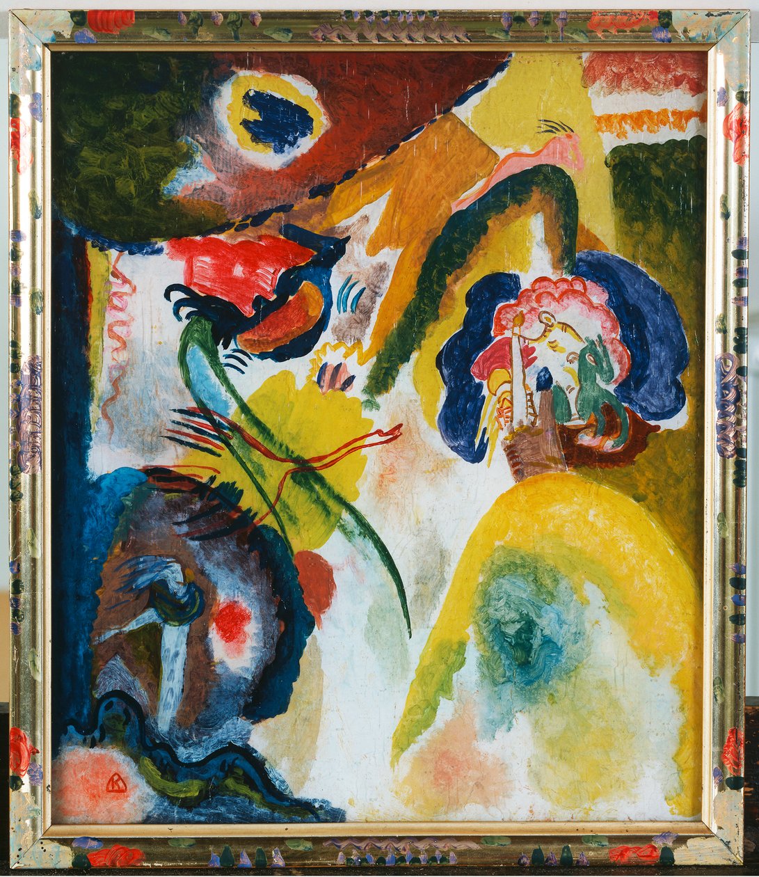 Glas schilderij met zwaan door Wassily Kandinsky