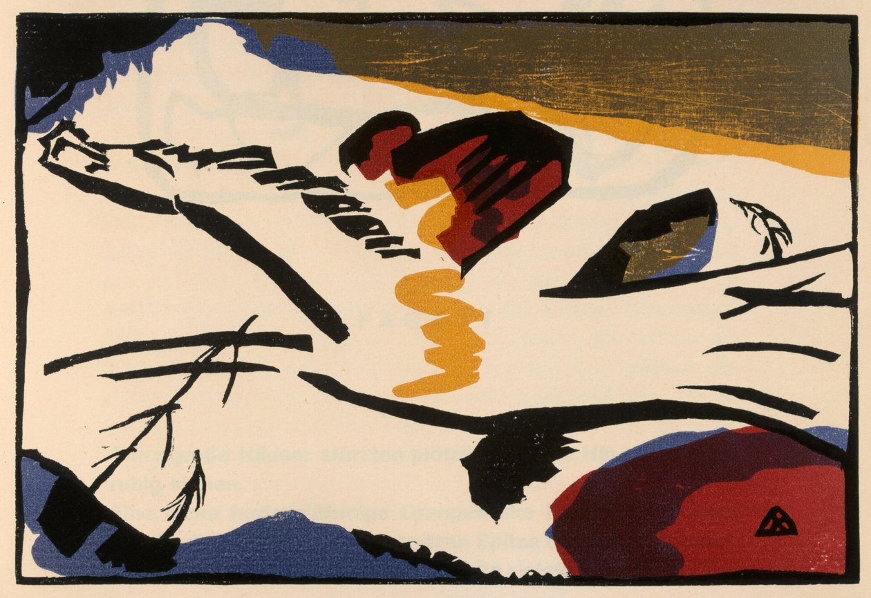 Holzschnitt zu dem Gemälde "Lyrisches" (Blatt 9 aus: "Klänge") door Wassily Kandinsky
