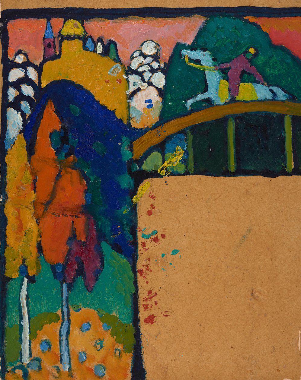 Landschap met ruiter op een brug door Wassily Kandinsky