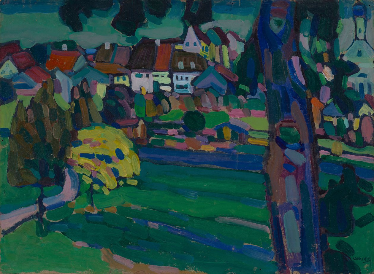 Murnau - Studie voor "Landschap met boomstam" door Wassily Kandinsky