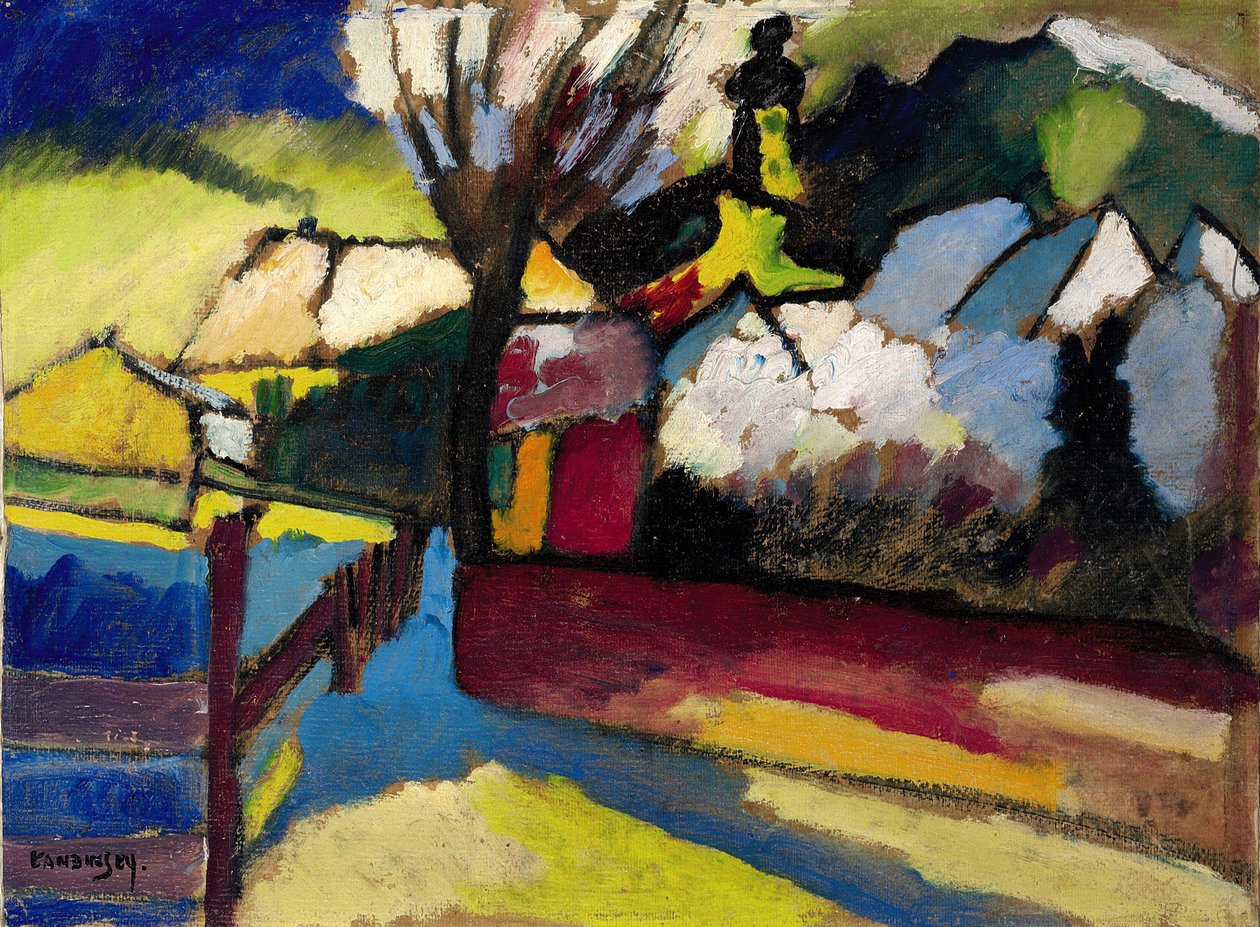 Herfstlandschap met boom door Wassily Kandinsky