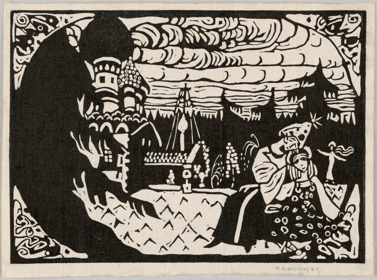 Zittende meisjes, ook genoemd „Twee meisjes” door Wassily Kandinsky