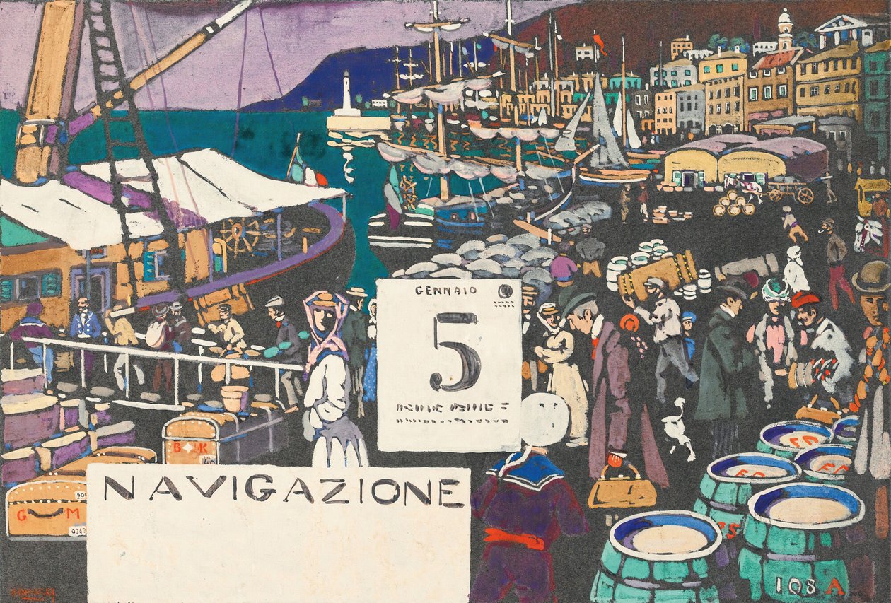 Studie voor een scheepsposter door Wassily Kandinsky