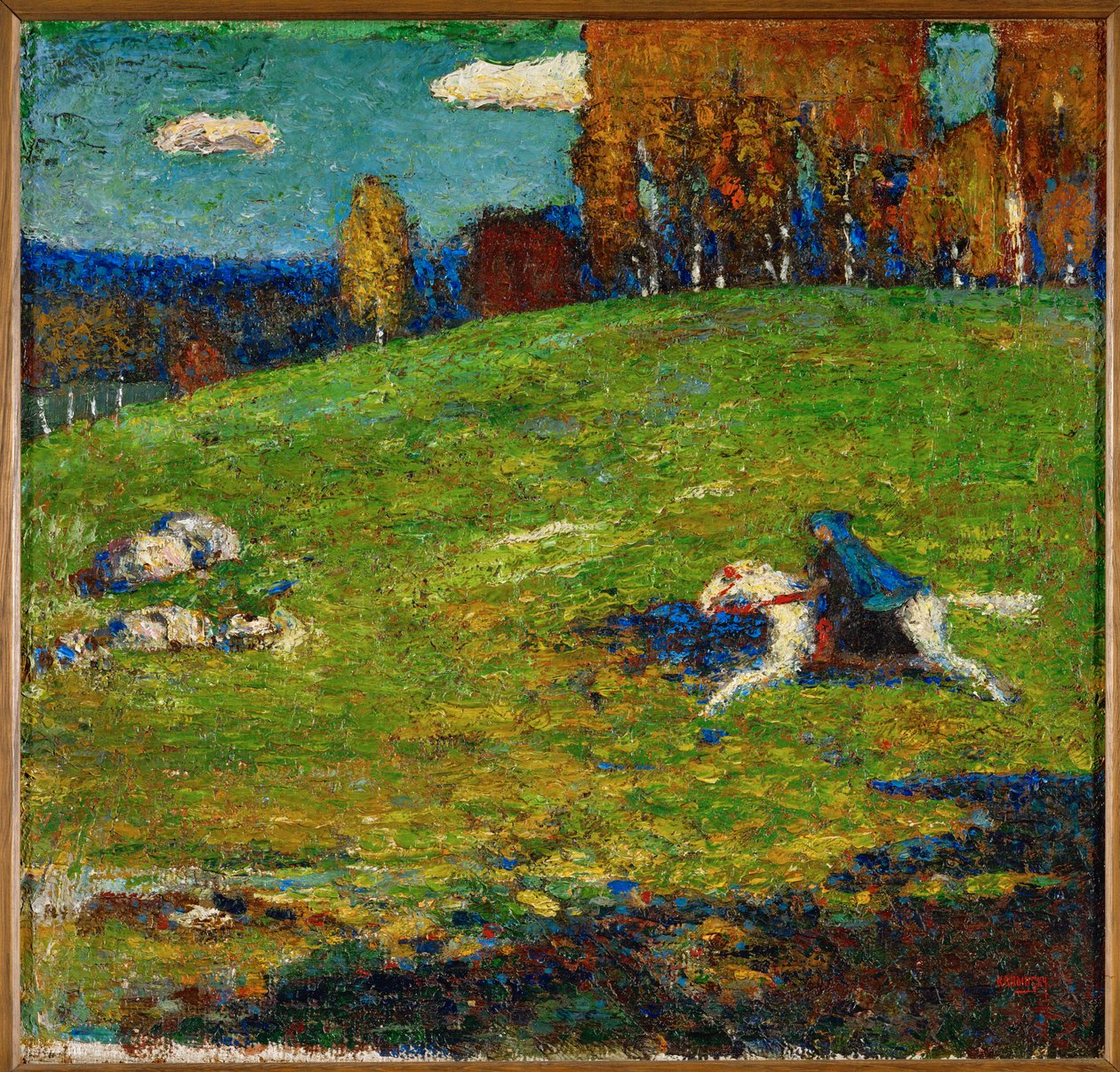De blauwe ruiter (olieverf op doek) door Wassily Kandinsky
