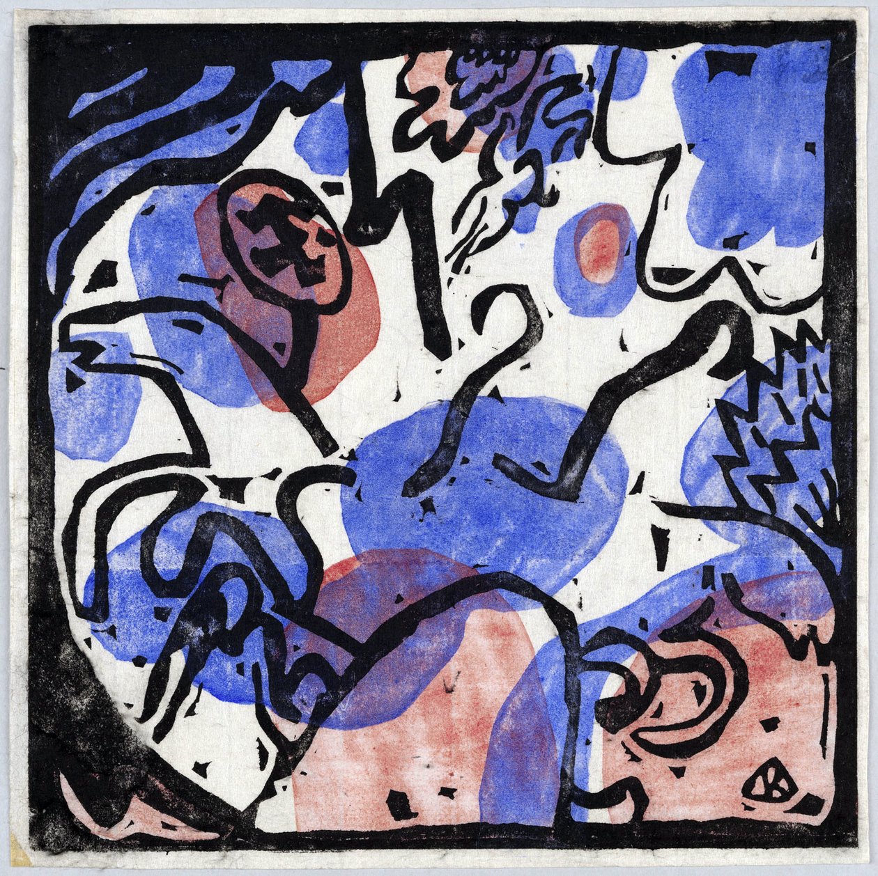 Drie ruiters in rood, blauw en zwart. Schilderij van Vassily Kandinsky door Wassily Kandinsky