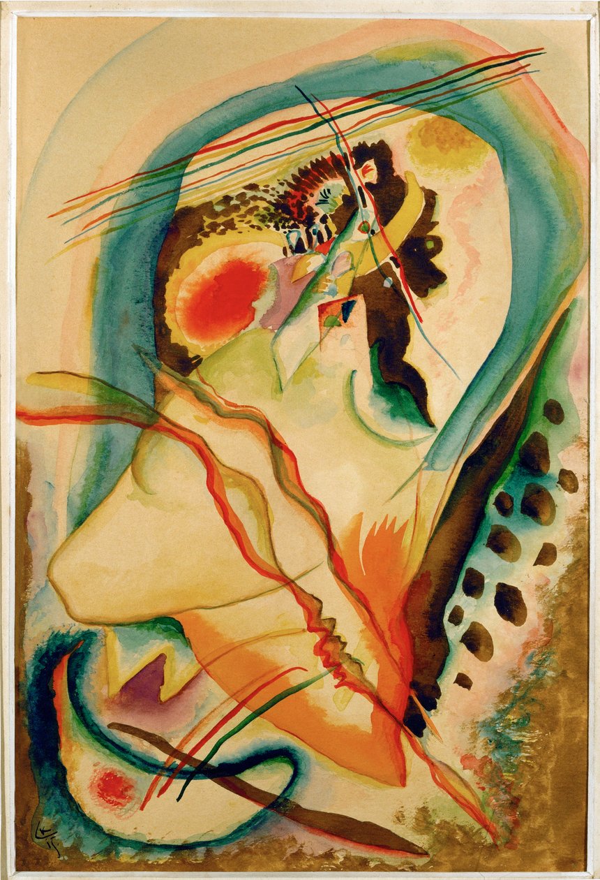 Compositie zonder titel (aquarel op papier) door Wassily Kandinsky