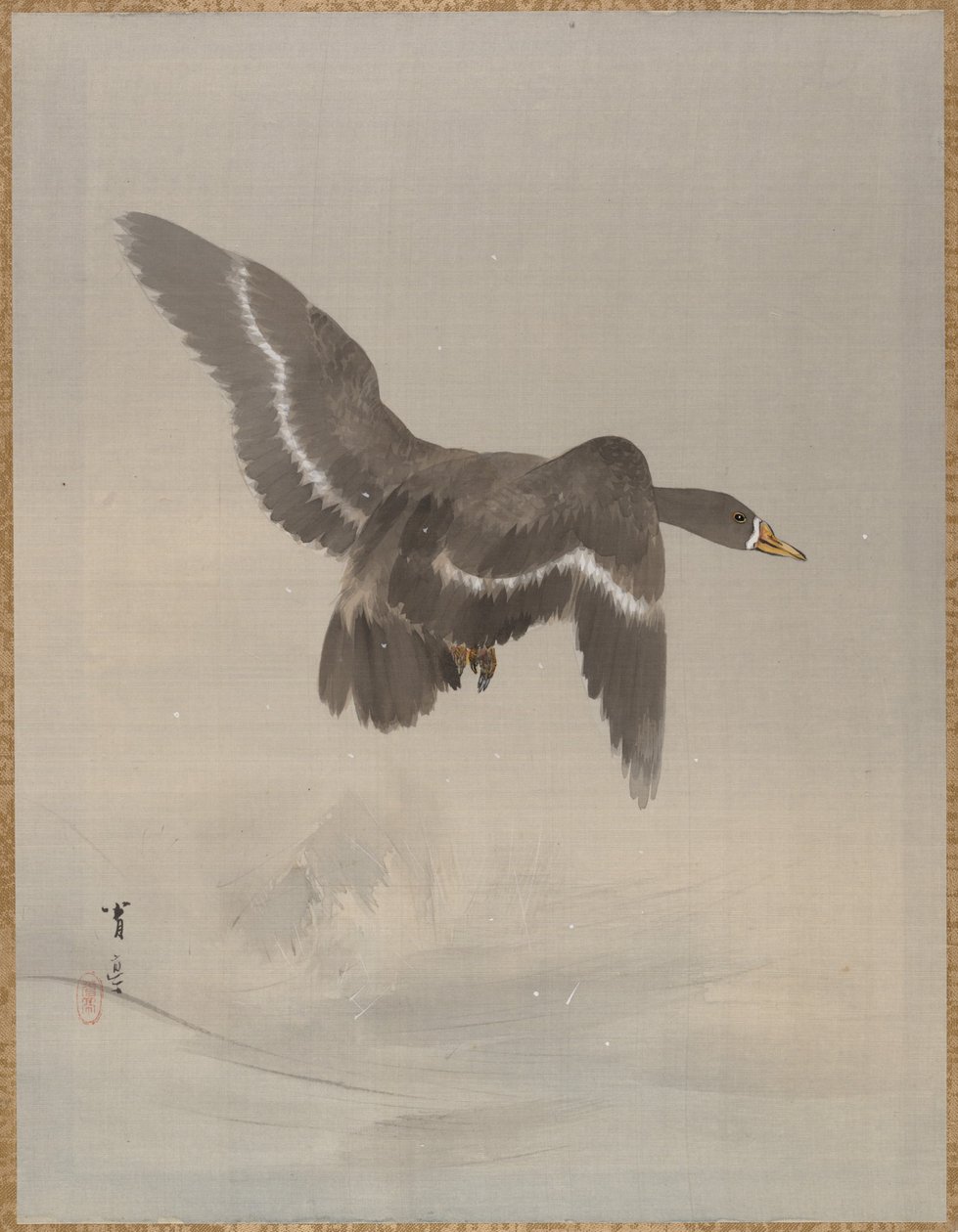 Vliegende gans, ca. 1887 door Watanabe Seitei