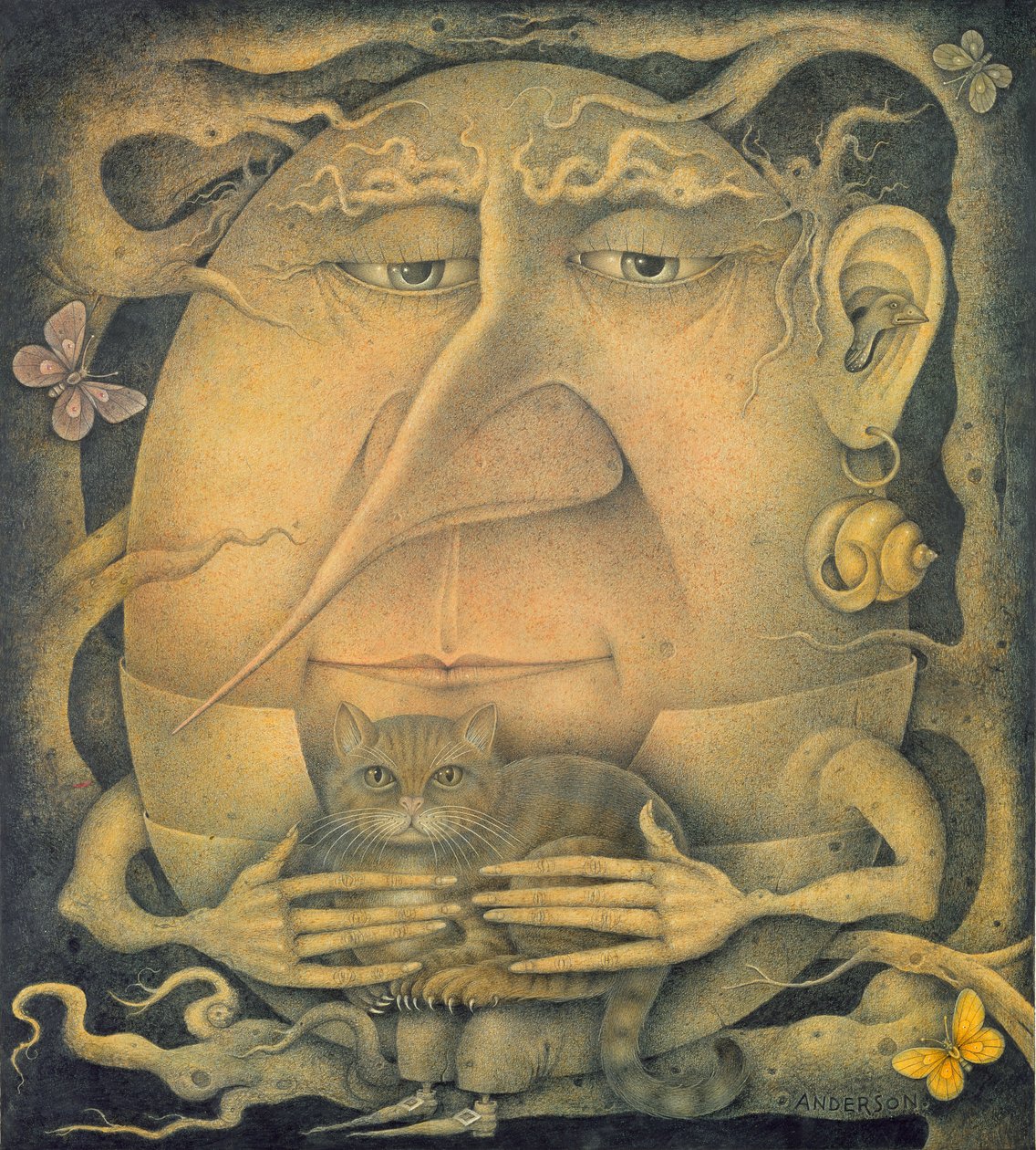Wachten op Alice (potlood en kleurpotlood op papier) door Wayne Anderson