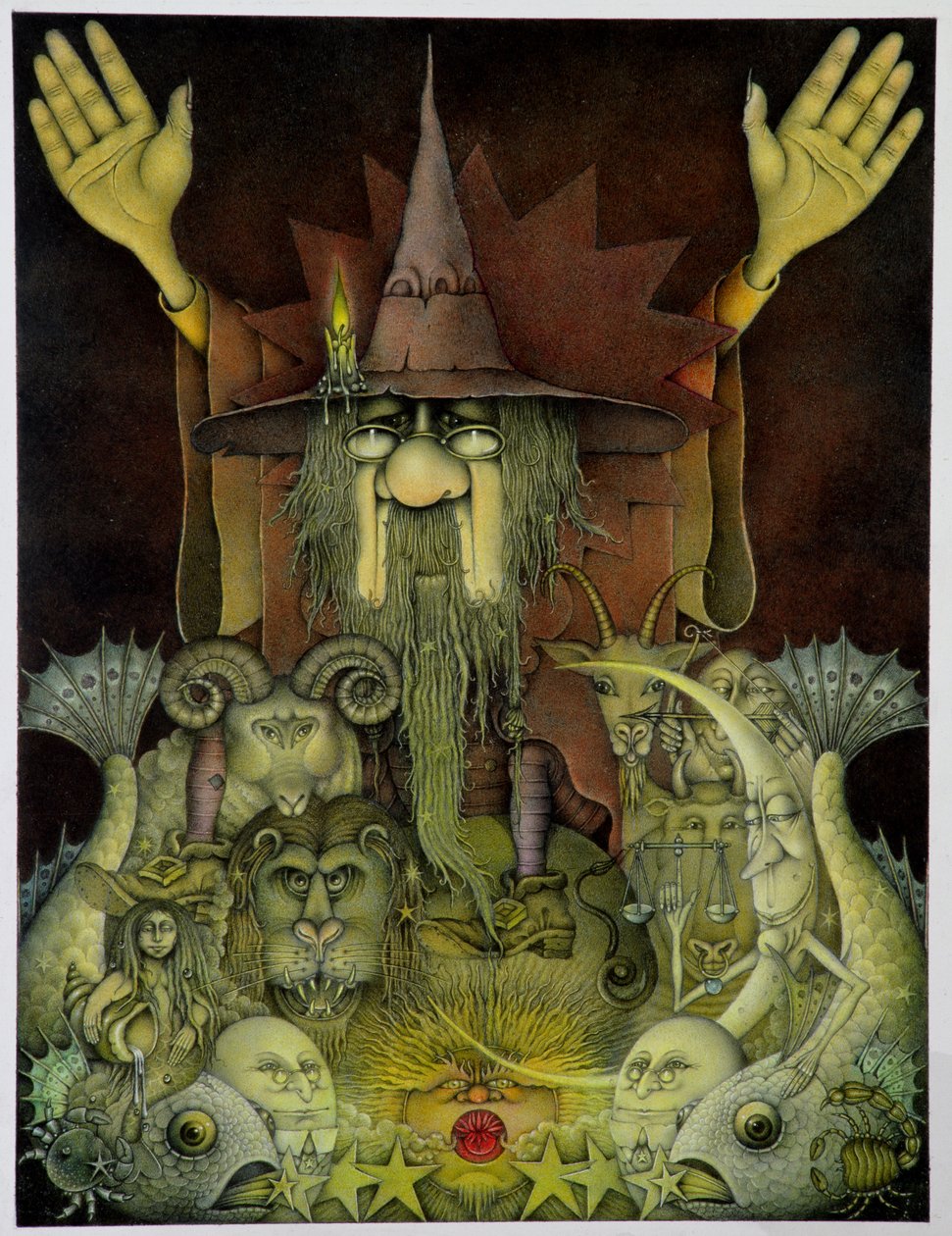 Zodiac Magician (potlood en kleurpotlood op papier) door Wayne Anderson