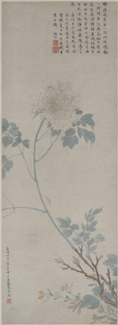 Pioenroos, Hangende Rol, 1532 door Wen Zhengming