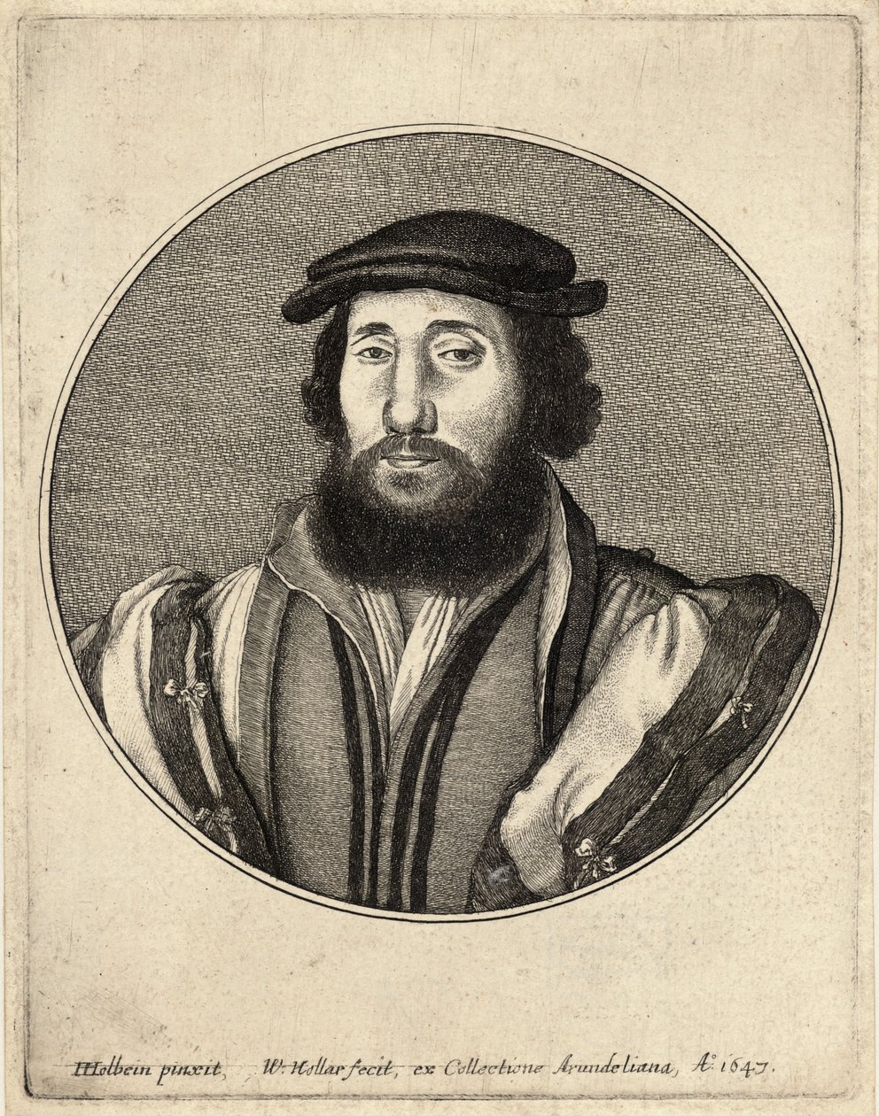 Baardige man door Wenceslaus Hollar