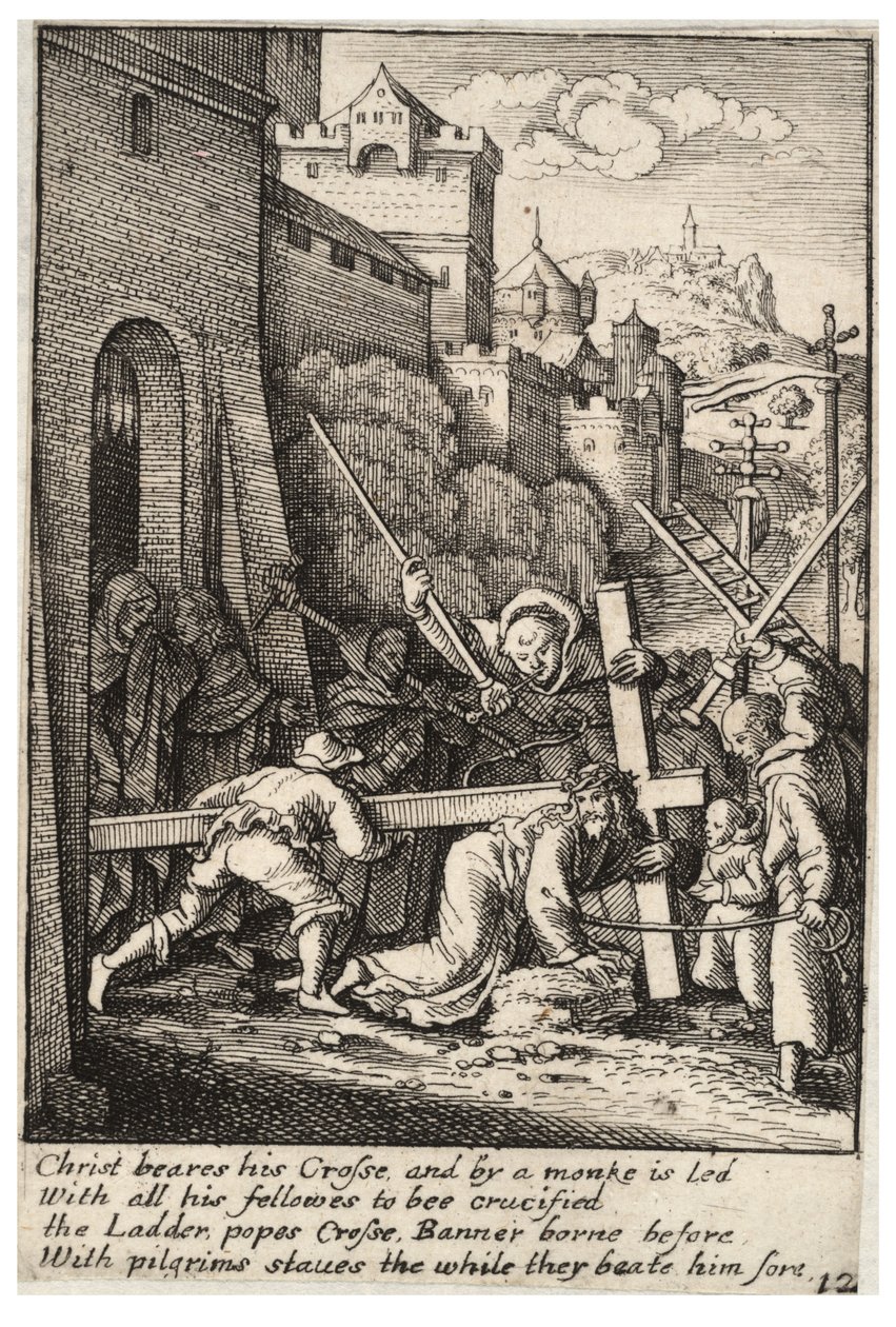Het dragen van het kruis door Wenceslaus Hollar