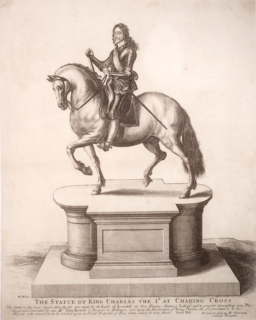 Ruiterstandbeeld van Karel I. Staat 6 door Wenceslaus Hollar