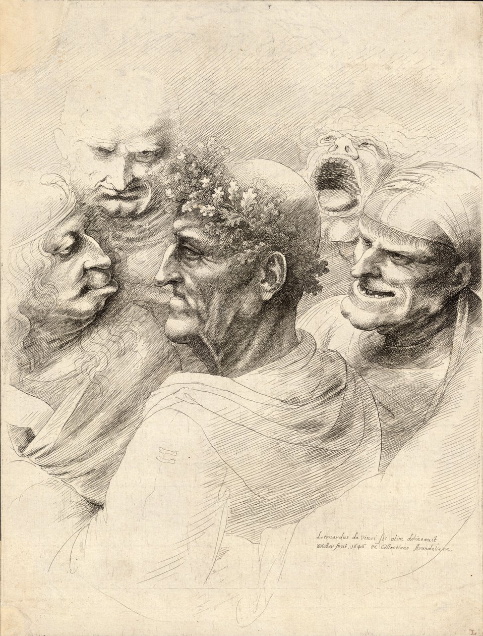 Vijf mannen door Wenceslaus Hollar