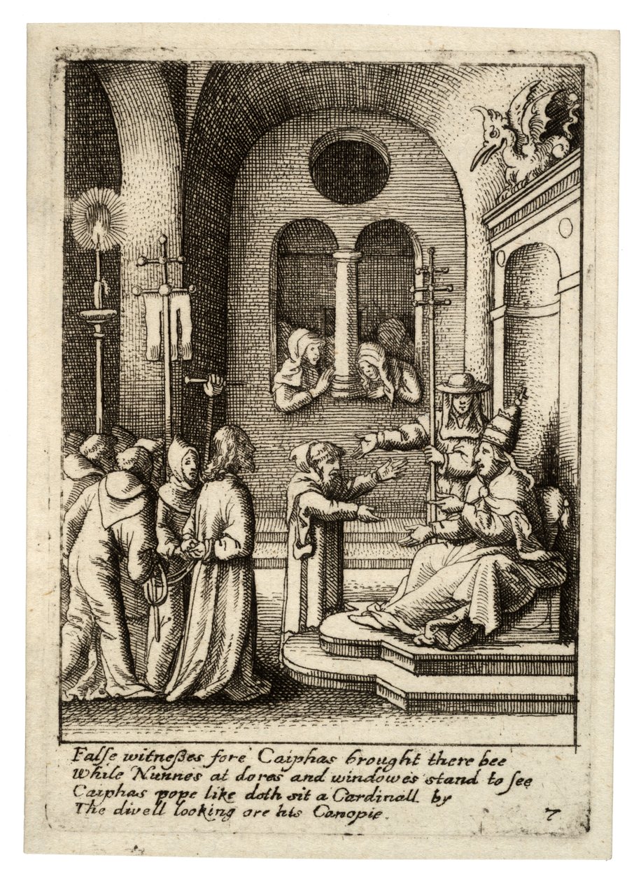 Jezus opnieuw voor Kajafas door Wenceslaus Hollar