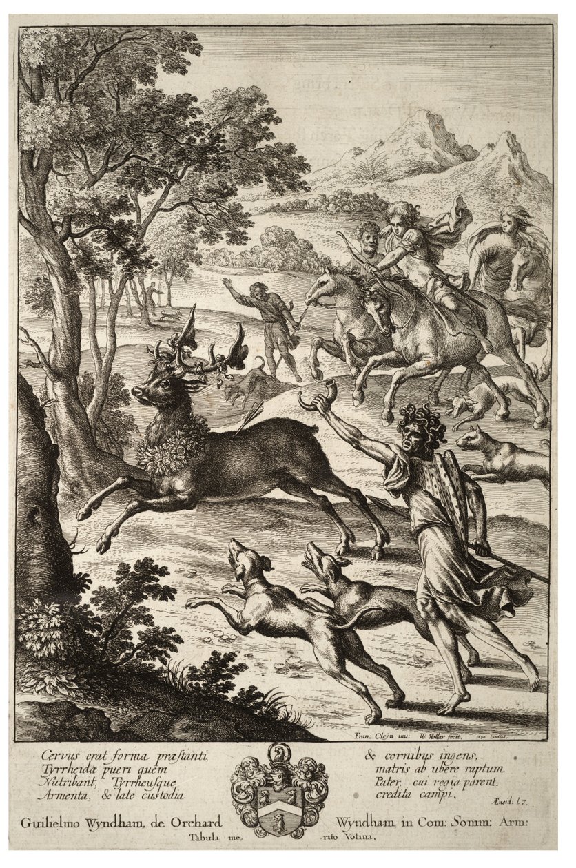 Julus die het hert van Tyrrheus jaagt. Staat 2 door Wenceslaus Hollar