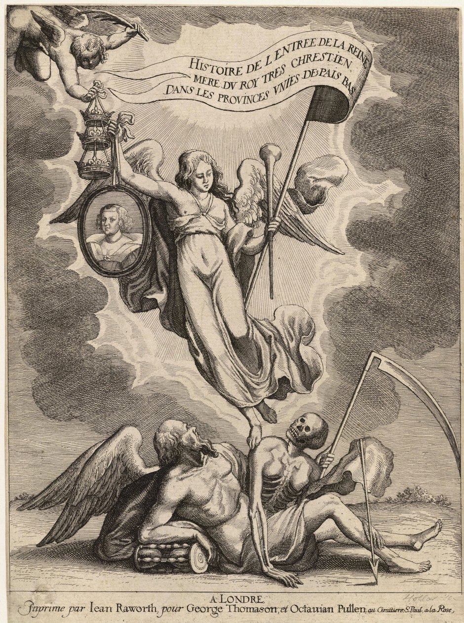 La Serre. Entree van de koningin-moeder in ... de Lage Landen. Staat 2 door Wenceslaus Hollar