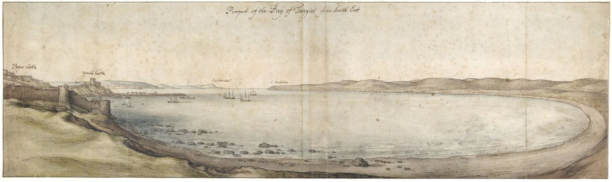 Uitzicht op de Baai van Tanger vanuit het zuidoosten door Wenceslaus Hollar