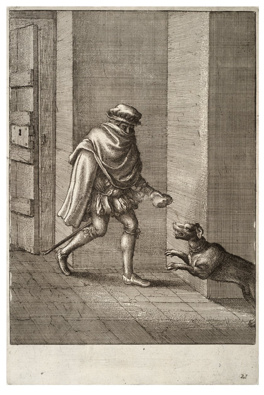 De hond en de dief door Wenceslaus Hollar