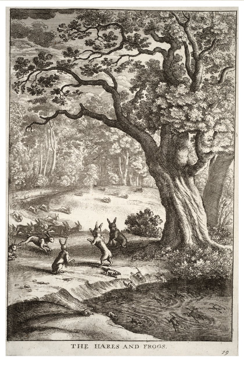 De hazen en kikkers door Wenceslaus Hollar