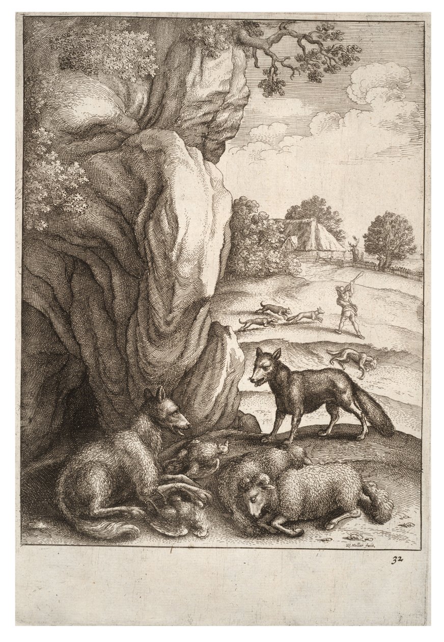 De Wolf en de Vos door Wenceslaus Hollar