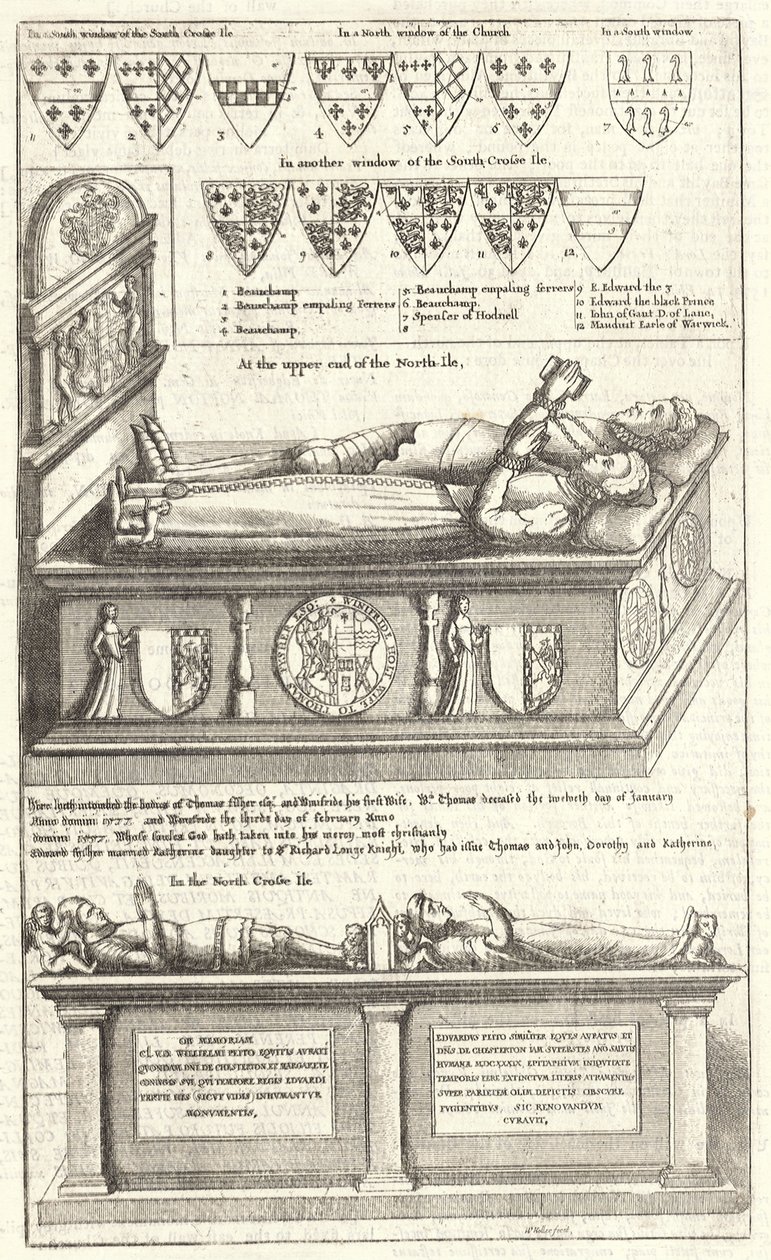 Thomas Fisher en Sir William Petto (monument) door Wenceslaus Hollar