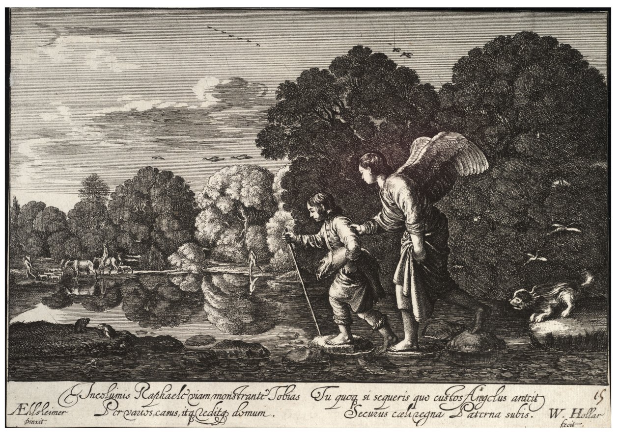 Tobias en de Engel. Staat 1 door Wenceslaus Hollar