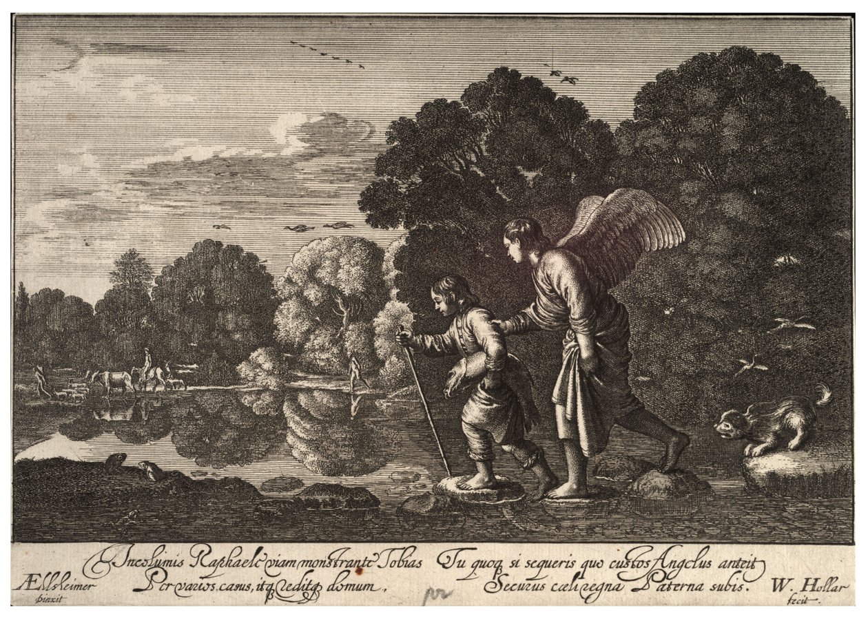 Tobias en de Engel. Staat 3 door Wenceslaus Hollar