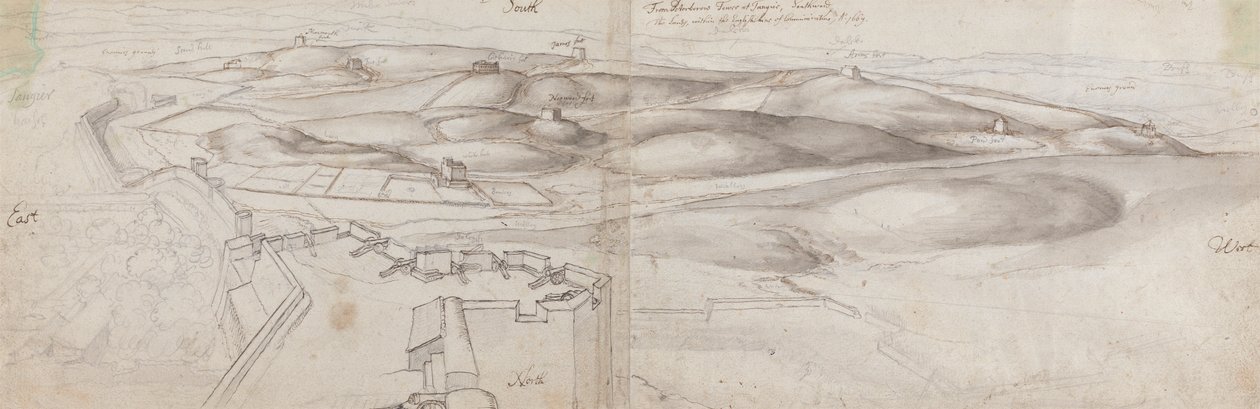 Een uitzicht vanaf Peterborough Tower in Tanger door Wenceslaus Hollar
