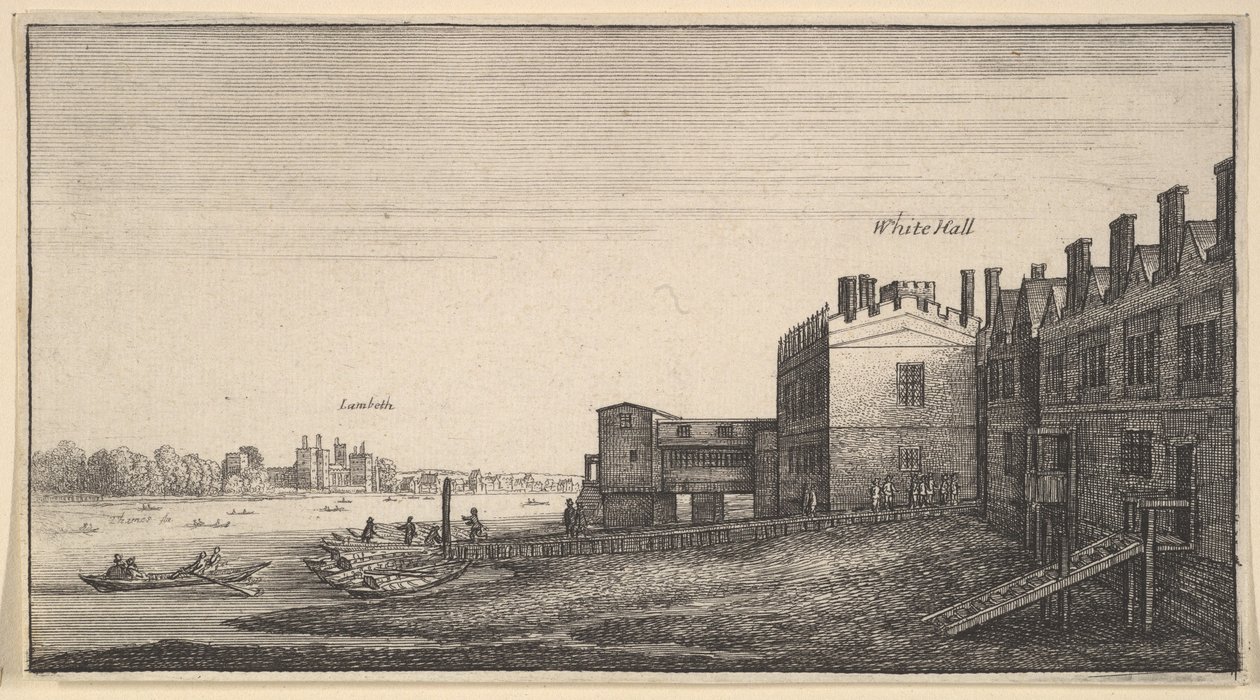 Een Uitzicht op Lambeth Palace vanaf de Rivier bij Whitehall Stairs door Wenceslaus Hollar