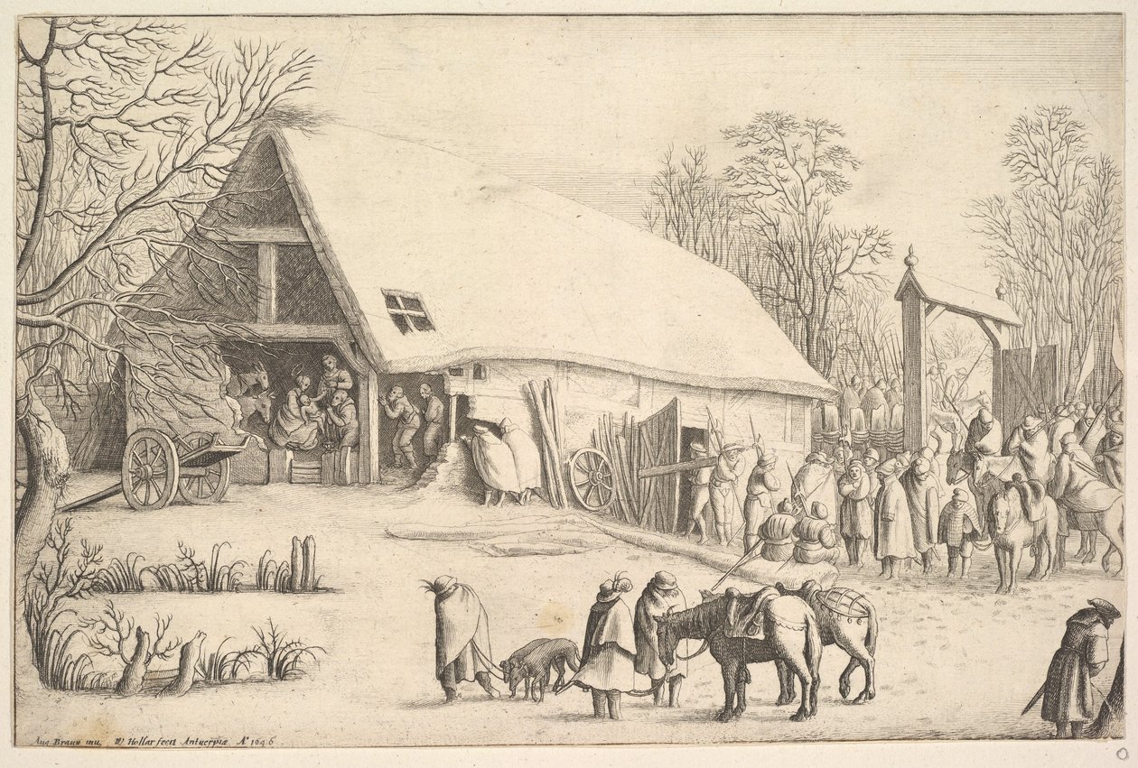 Aanbidding van de Koningen, naar Augustin Braun door Wenceslaus Hollar