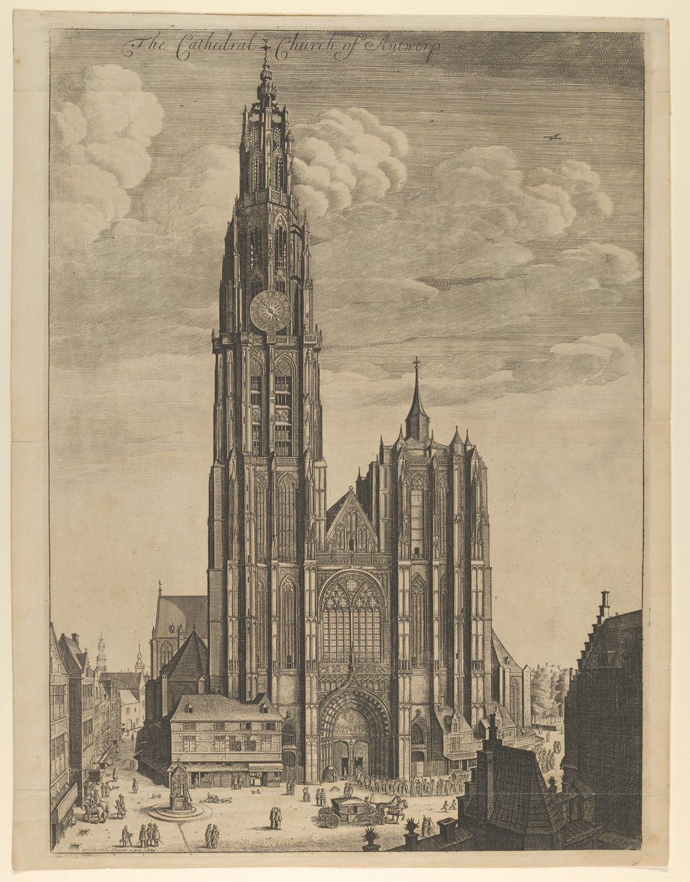 Antwerpse Kathedraal Prospectvs Tvrris Ecclesiæ Cathedralis, 1649 door Wenceslaus Hollar