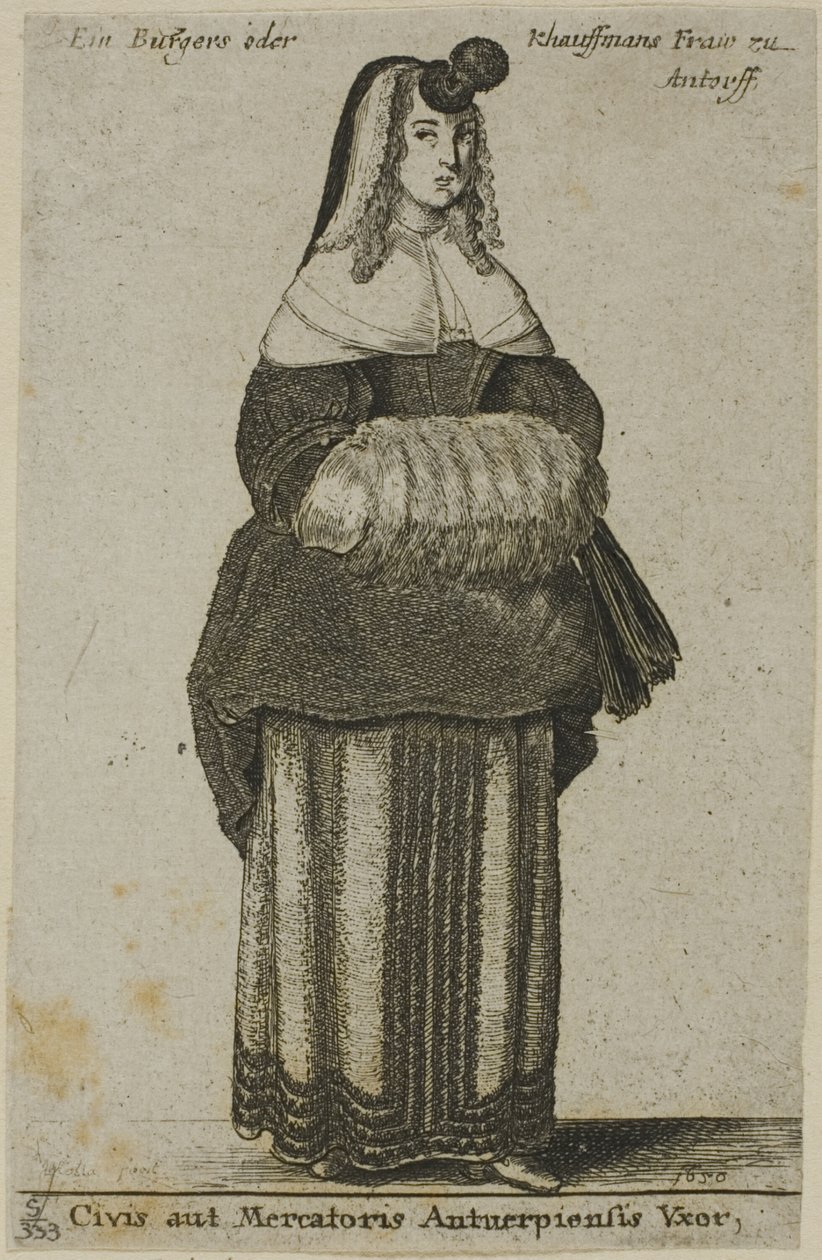 Antwerpse Vrouw door Wenceslaus Hollar