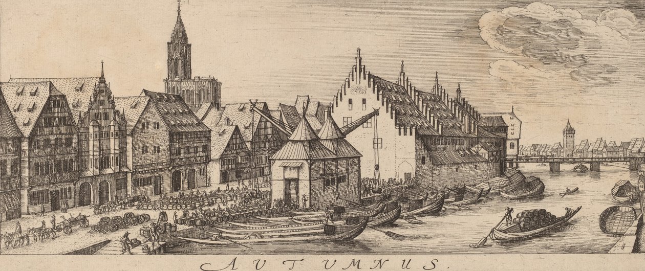 Herfst: De wijnmarkt, ca. 1628-1629 door Wenceslaus Hollar