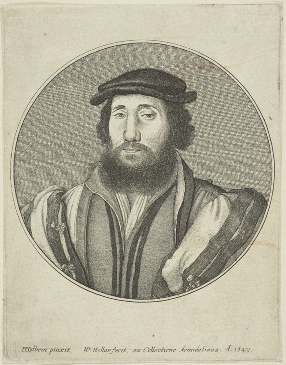 Baardige man door Wenceslaus Hollar