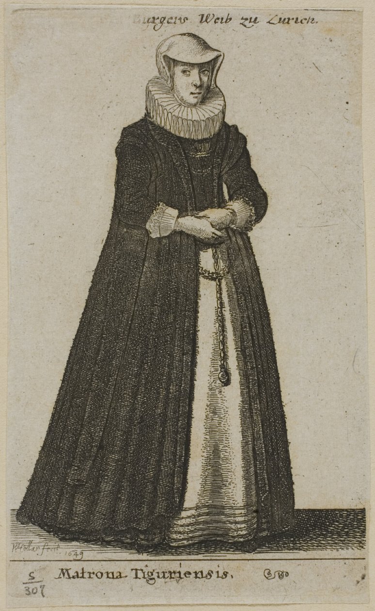 Burgervrouw van Zürich door Wenceslaus Hollar