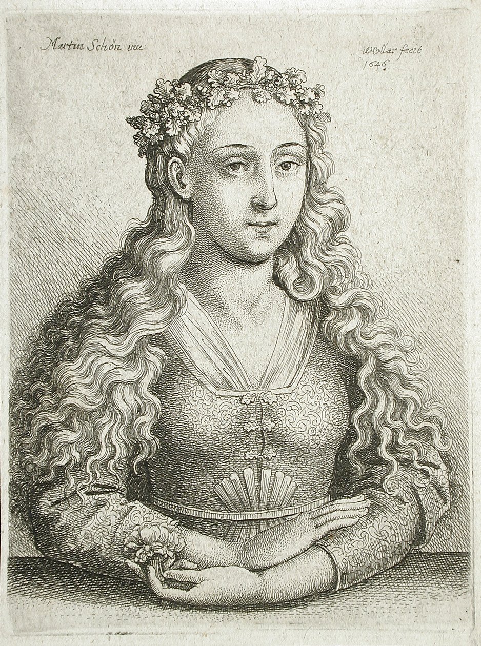 Buste van een vrouw door Wenceslaus Hollar