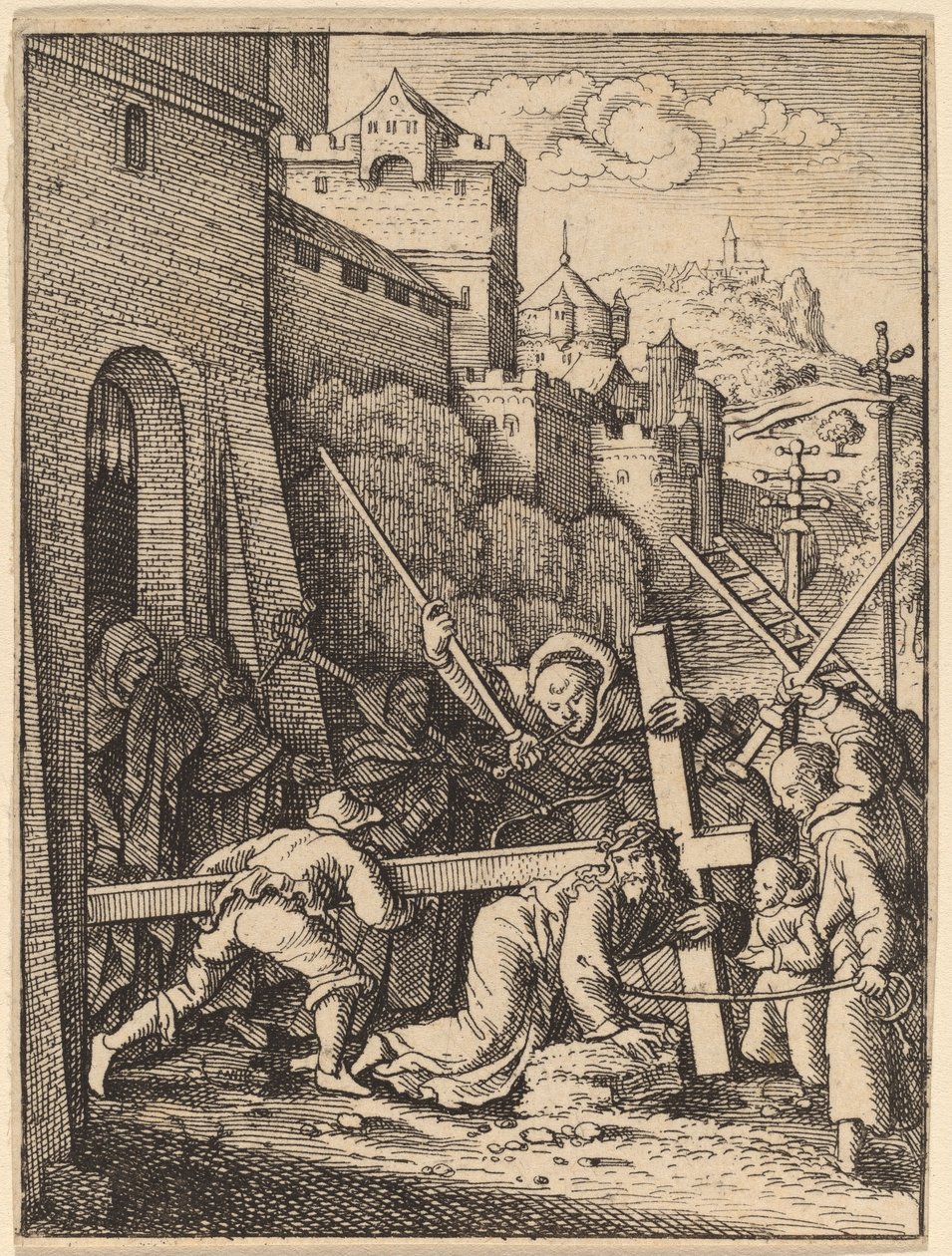 Het dragen van het kruis door Wenceslaus Hollar