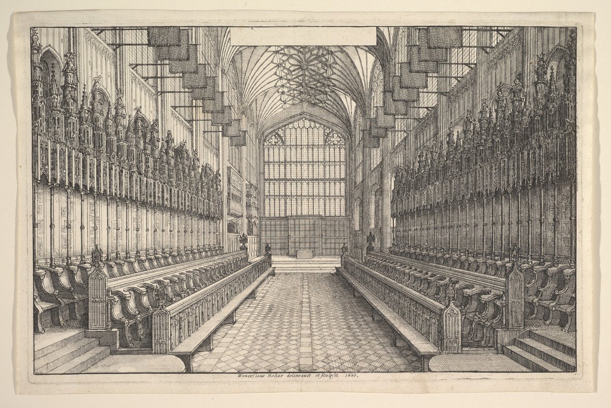 Koor en Stallen in St Georges Kapel, Windsor door Wenceslaus Hollar