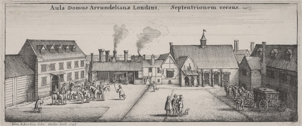 Binnenplaats van Arundel House vanuit het noorden door Wenceslaus Hollar