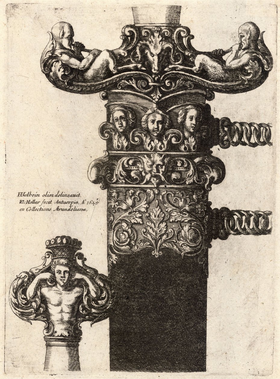 Dolk en schede, naar een tekening van Hans Holbein door Wenceslaus Hollar