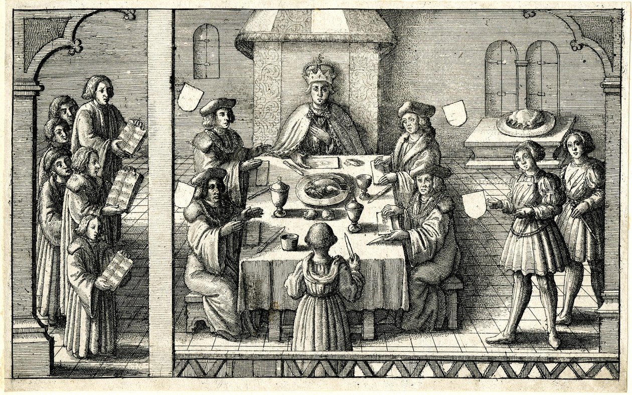 Diner bij de investituur van Ferdinand I in de Kousenband door Wenceslaus Hollar