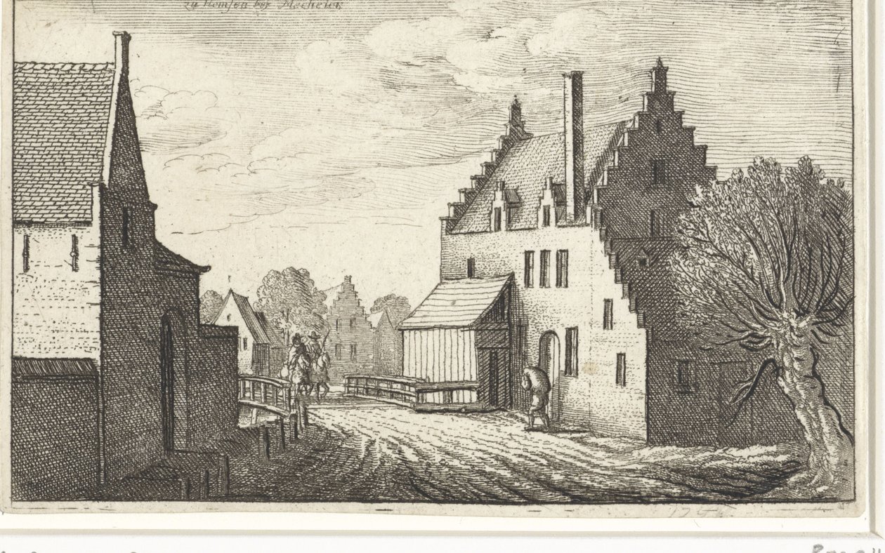 Dorpsstraat in Hemsen nabij Mechelen door Wenceslaus Hollar