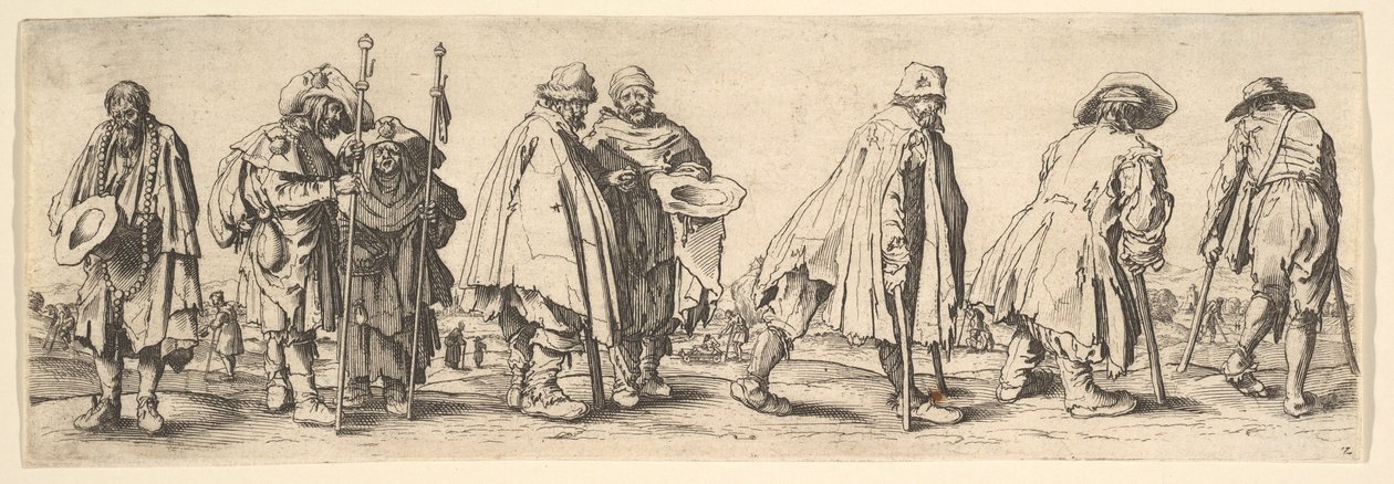 Acht bedelaars, 1630 door Wenceslaus Hollar