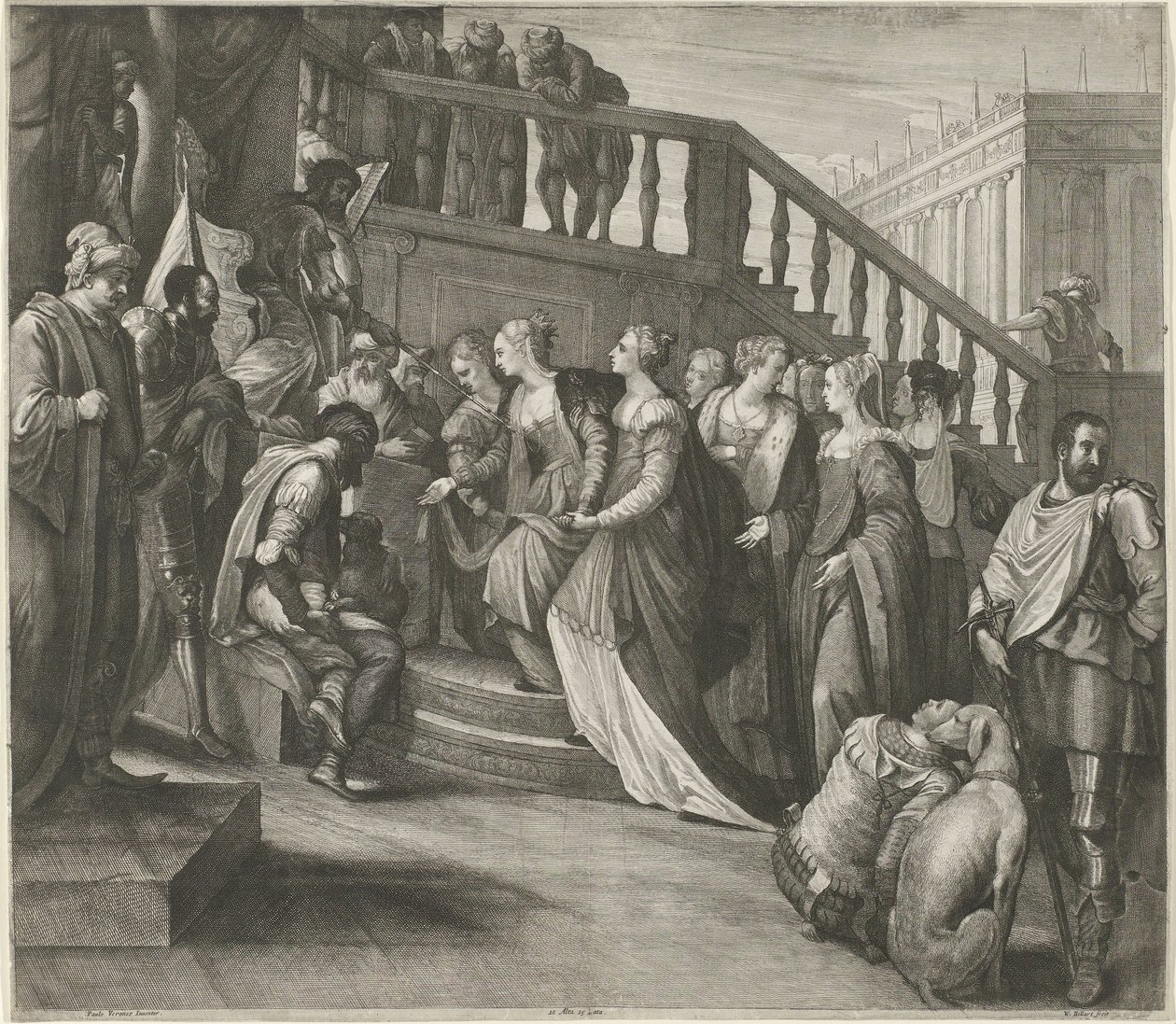 Esther voor Ahasveros door Wenceslaus Hollar