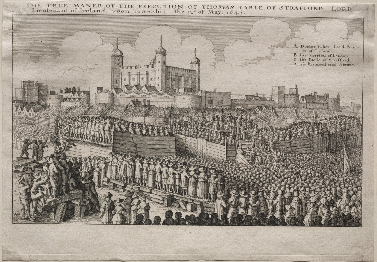 Executie van de Graaf van Strafford door Wenceslaus Hollar